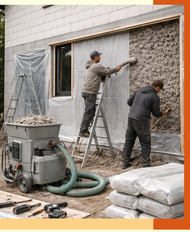 Утепление дома из газобетона эковатой в Куйбышеве от 4666 руб./м2 | ТепломастерКбш